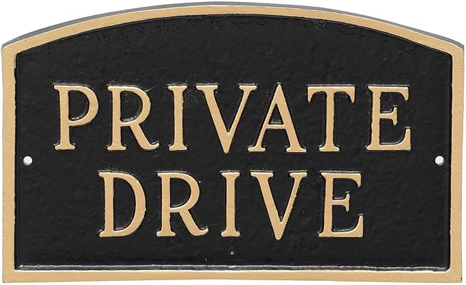 Montague Metal Products SP-12S-BG Private Drive Arch Statement Plaque, Standard, Black and Gold