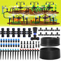 190.2FT Drip Irrigation System for Garden with 32 Nozzles & Emitters, Garden Watering System with 1/2" & 1/4" Tube and Barbed Fittings - Adjustable Sprinklers Kit for Greenhouse, Lawn, Raised Bed