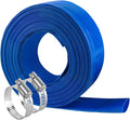 Eastrans 1 1/4 IN x 25 FT Pool Backwash Hose, Heavy Duty Flat Discharge Hose, Weather and Burst Resistant, Best Hoses for Inground Pools, Pool Filter & Pool Drain Hose with 2 Hose Clamps