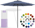Midtown Umbrellas Push and Pop 10 Feet Outdoor Umbrella, Ivory (White) Polyester Fabric - Fiberglass Ribs Deck Patio Umbrella, Backyard Umbrella, Garden Umbrella & Pool Umbrella - Black Pole