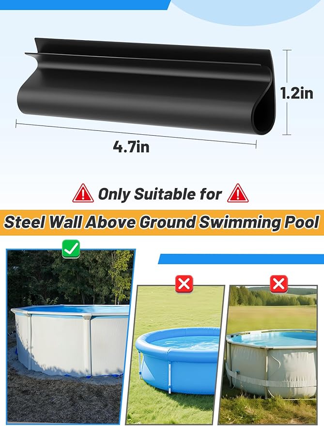 48 Pcs 4.7" Winter Pool Cover Clips - Pool Closing Kit for Above Ground Steel Wall Pools, Wind Guard Clamps for Securing Cover Tightly(Black)