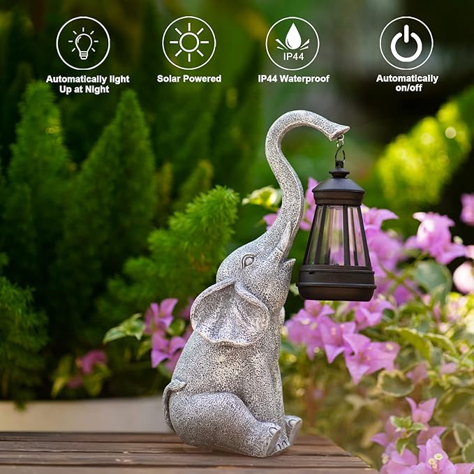 Goodeco Elephant Statue for Garden Decor with Gift Appeal - Ideal Gifts for Women, Mom or Birthdays, Beautifully Crafted Outdoor & Home Decor to Wow Your Guests (11" Elephant)