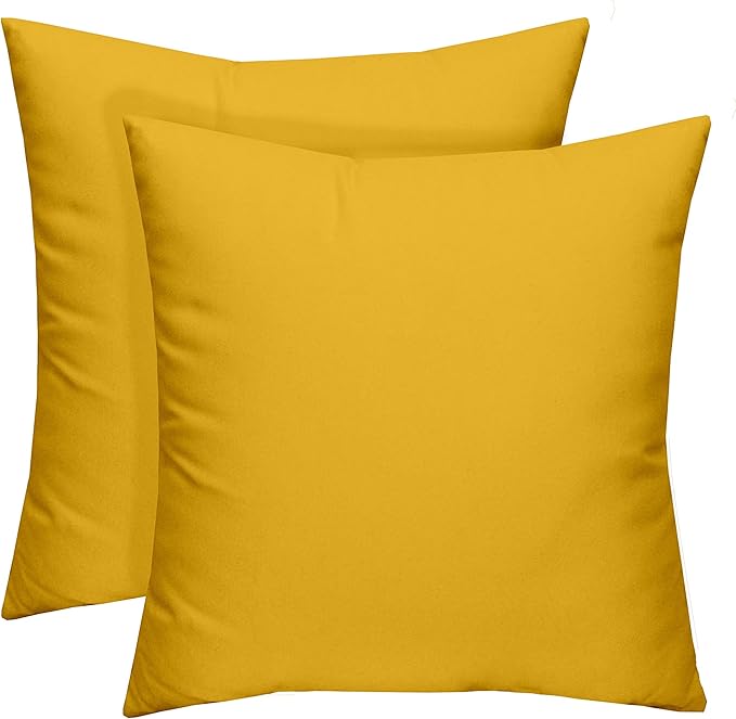 RSH DECOR: Square Throw Pillows Set of 2 | 24” x 24” | All-Weather Spun Fabric | Water and Fade-Resistant | Outdoor Accent Pillows for Patio Furniture | Yellow