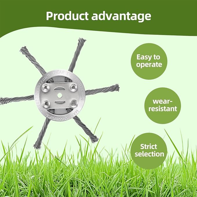 New Steel Wire Model Weed Wacker Head, Steel Wire Grass Weed Eater Blades, Universal Steel Wire Weed Grass Trimmer Blade Remover Tool for Electric Battery Powered String Trimme (1, 6 Blades)