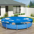 ECOOPTS 20 ft Waterproof Round Polyester Pool Cover for Above Ground Pools, Swimming Pool Cover Protector Winter Safety Cover (Blue Sky)