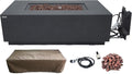 Elementi Andes Gas Fire Pit Cast Concrete Fire Table, Outdoor Fire Pit Electronic Ignition | Canvas Cover, Lava Rock Included | Free AMS Wind Guard & Table-top Firepit | Dark Gray (Propane Gas)