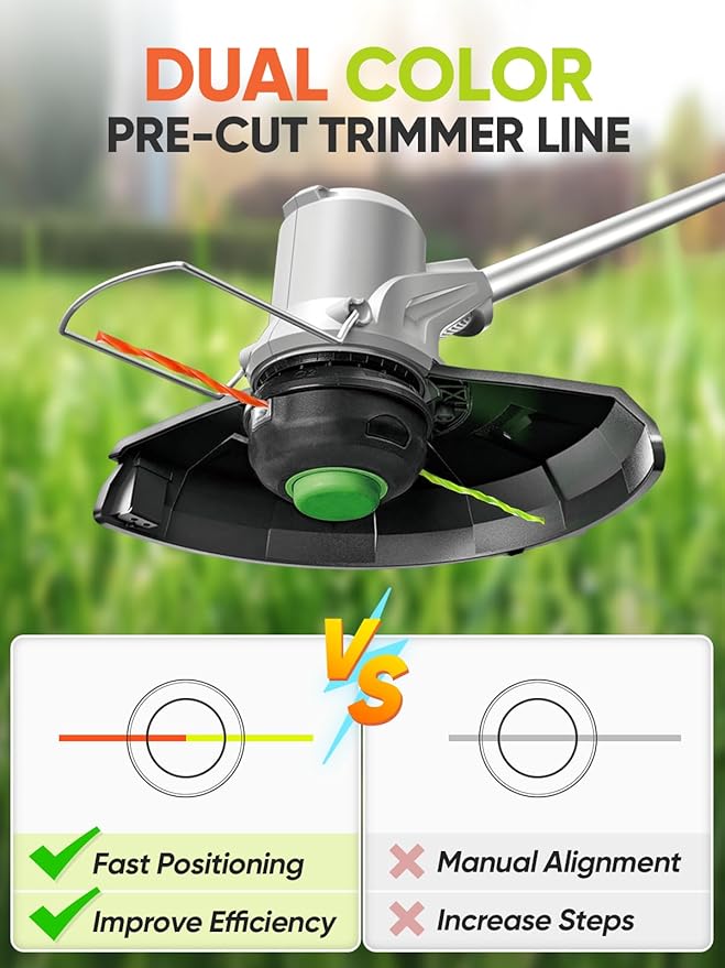 12 Pack AL2420PD Replacement Twisted Trimmer Line Compatible with All EGO 15-Inch String Trimmers Weed Eater, Dual Color Pre-Cut 0.095" 168Ft Weed Wacker String line for EGO Trimmers String