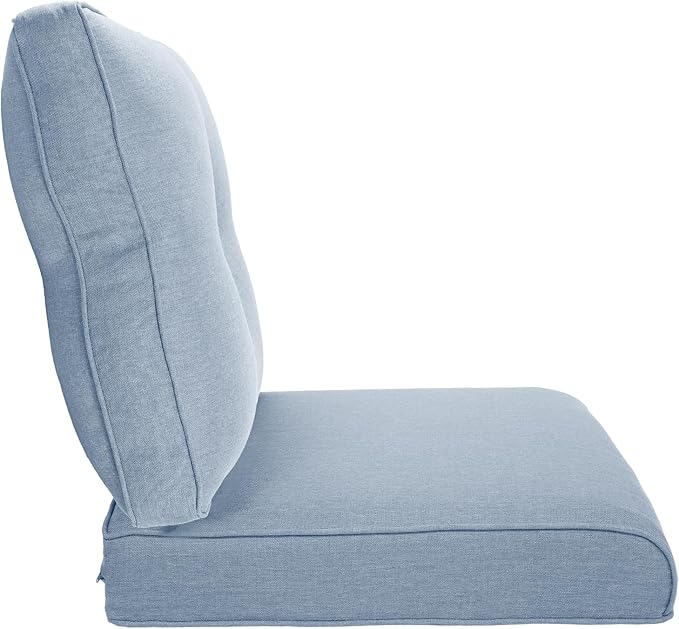 Pop 22x25/22x24 Outdoor Furniture Cushions Set of 6 - Comfortable Patio Chair Cushion for Rattan Wicker Dining Rocking Swivel Chairs Loveseat Couch L-Shape Sectional Sofa - Baby Blue/Button