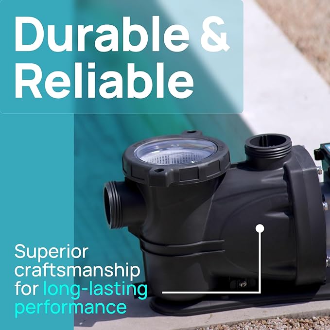 In/Above Ground Pool Pump, Self Primming High Flow (Single Speed, 1HP, 5400 GPH, 115V)