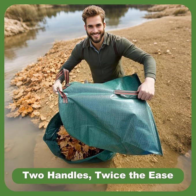 4Pack 40 Gallon Dustpan Type Lawn Bags Reusable Collapsible Heavy Duty Leaf Bags Yard Waste bags Collecting Leaves Lawn Grass Branches