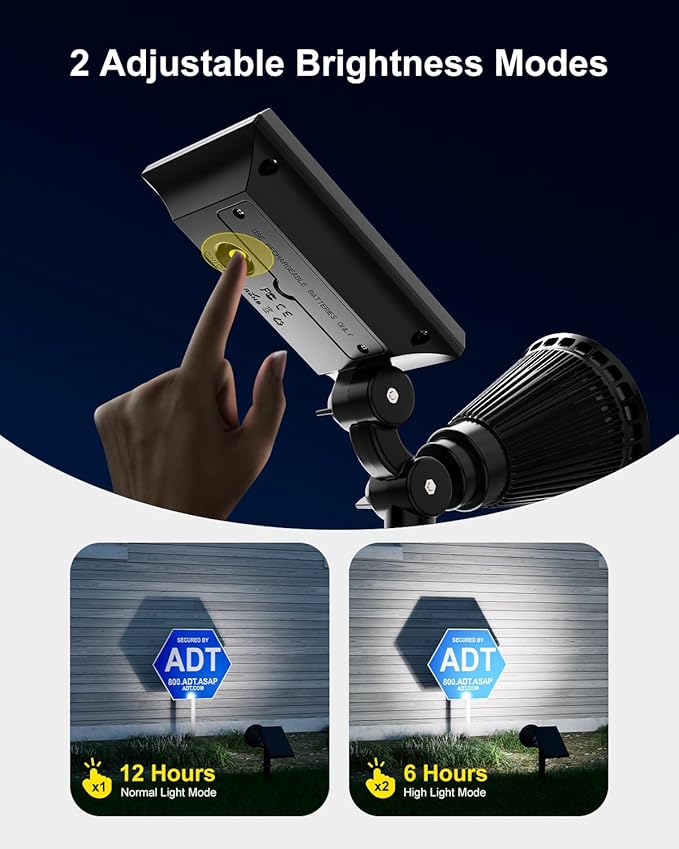 Solar Spot Lights Outdoor Waterproof for Flag, Palm Tree, Pole, Sign, Statue, Mailbox, Bright LED Outside Landscape Flood Spotlights for Accent Uplighting Yard, Garden, House, Backyard, Patio