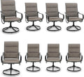 MFSTUDIO Swivel Patio Dining Chairs Set of 8, Outdoor Dining Chairs with Padded Textilene Fabric & Sturdy Metal Frame, All Weather Outdoor Sling Furniture Chairs for Deck, Lawn and Backyard