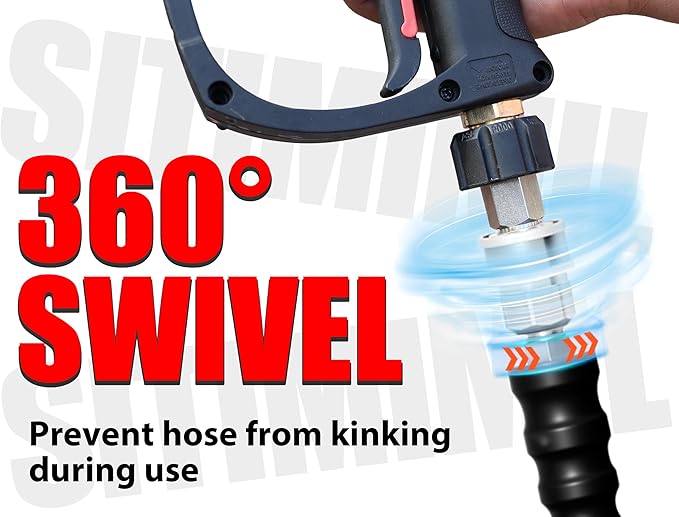 150 FT Pressure Washer Hose 3/8'' - Kink Resistant Steel Wire Braided, Wear Resistant, 3/8" Stainless Steel Quick Connect, with M22 14mm Adapter Set, Hot and Cold Water Power Washer Hose, 4200 PSI