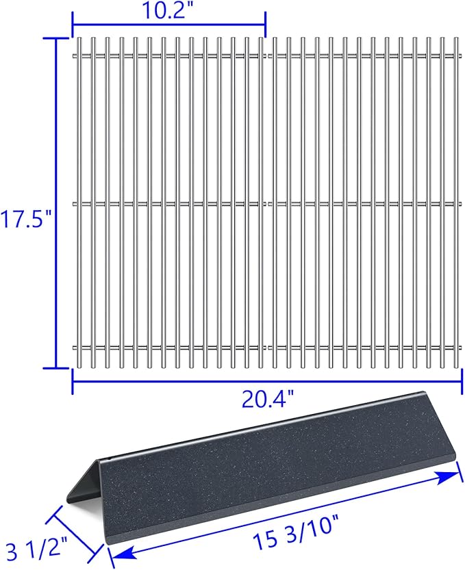 7637 7635 Grill Grates Replacement for Weber Spirit I Spirit II E-210, S-210, E-220, S-220 with Front-Mounted Control Panels 17.5” Flavorizer Bars Cook Grid Parts 2 Burner Spirit 200 Series