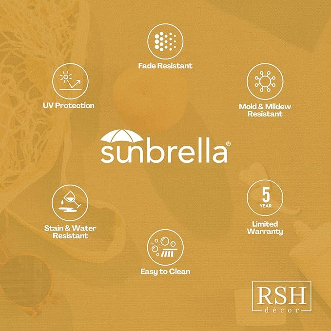 RSH DECOR: Sunbrella Square Throw Pillows Set of 2 | 20" x 20" | Water and Fade-Resistant Performance Fabric | Outdoor Pillow Covers with Down-Alternative Inserts | Cabana Regatta