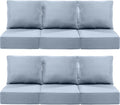 Luxury 22x24/22x25 6-Inch Outdoor Deep Seat Cushions Set of 6 - Comfortable Patio Zipper Chair Cushion for Wicker Dining Rocking Swivel Chairs Loveseat Couch Sectional Sofa - Baby Blue