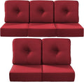 Luxury 22x24/22x25 6-Inch Outdoor Cushions for 5 Peice Patio Furniture Set - Set of 5 Water Repellent Pillow for Wicker Rocking Swivel Chairs Loveseat Couch Sectional Sofa - Red