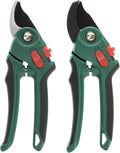 Yocada Garden Pruning Shears 2 Pack Garden Clippers Steel Shears Scissors for Gardening Sharp Handheld Heavy Duty Hedge Plant Branch Clippers Scissors Pruners Tools