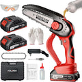 Cordless Mini Chainsaw 6-Inch with Electronic Oil Outlet & LCD Display, 900W 2000mAh Battery, Portable Handheld Electric Chainsaw for Tree Cutting, Courtyard, Garden (2 Batteries Included)