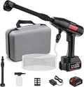 Cordless Pressure Washer Battery Powered,880PSI Cordless Power Washer with 4.0Ah Battery,6-in-1 Nozzle,3 Power Level Touch-Adjustable,Handheld Portable Pressure Washer for Cars Wash,Yard(Black+Orange)