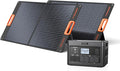 GRECELL Portable Power Station 2400W Solar Generator with 2 * 100W Solar Panel, 1843Wh UPS Backup LiFePO4 Battery Power Supply with 11 Outlets(4 2400W AC Outlets,2 PD100W) for Home CPAP Camping RV