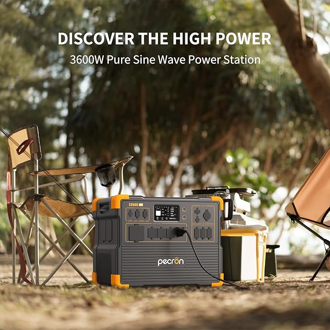 pecron Portable Power Station 3072Wh E3600LFP with 3xEP3000-48V(3072Wh) Expandable to 12288Wh, 5x3600W AC Outlets Power Station, LiFePO4 Battery Backup Solar Generator for RV, Camping, CPAP, Emergency