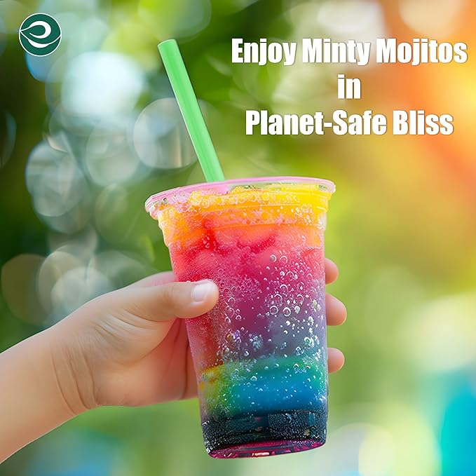 ECO SOUL 100% Compostable, Disposable Party Cups | Eco-friendly Party Cups | (200 Count, 16 oz Cold Cups)