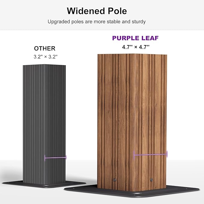 PURPLE LEAF 12' X 24' Outdoor Hardtop Gazebo for Patio Galvanized Steel Double Roof Permanent Canopy Teak Finish Coated Aluminum Frame Pavilion Gazebo with Netting