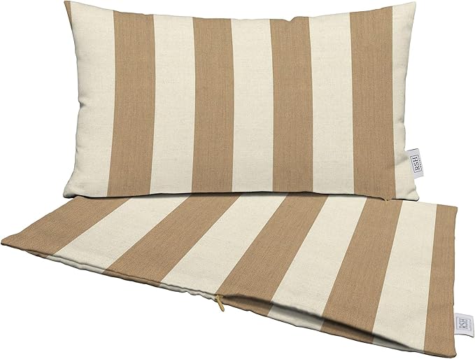 RSH DECOR: Sunbrella Pillow Covers Set of 2 | Covers Only - 26" x 16" | Outdoor Lumbar Pillow Covers Crafted with Sunbrella Performance Fabric | Maxim Heather Beige