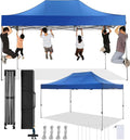 COBIZI 10x15 Pop Up Canopy Without Sidewall,Heavy Duty Canopy UPF 50+ All Season Wind Waterproof Commercial Outdoor Wedding Party Tents for Parties Gazebo with Carry Bag(10 x 15 ft Blue)