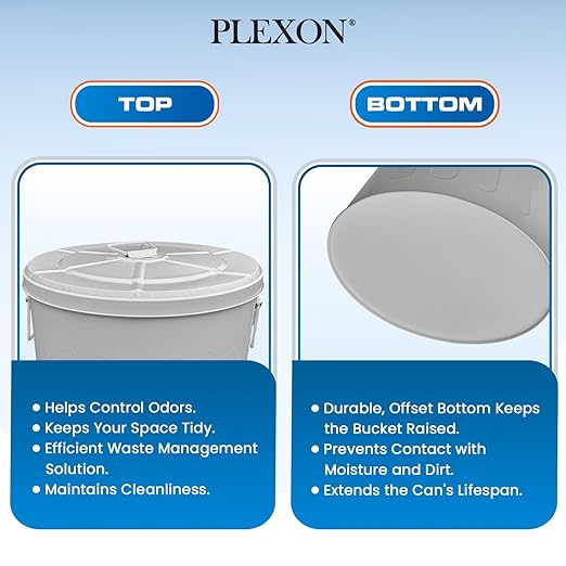 Plexon Large Metal Trash Can with Lid 20 Gallon, Decorative Outdoor Trash Can Heavy Duty Galvanized Metal Bucket with Lid for Garage Workshop Ash Storage Farmhouse, Gray 6 Pack