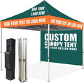 Custom Canopy Tent 10x10 with Logo, Personalized Pop Up Canopy Tent, Nano-Grade Water Repellent Heavy Duty Tent for Outdoor, w/Roller Bag(1 Full Wall)