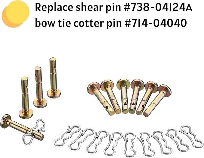 Shear Pins and Cotter Pins Fit for MTD Snowblower - Shear Pins 20pcs and Cotter Pins 20pcs Compatible for Cub Cad et Troy Bilt Craftsman 24" 26" Snow Thrower, Replace 738-04124A 714-04040
