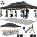 HOTEEL 10x20 Pop up Canopy Tent for Parties, Heavy Duty Easy Setup Tent Without Sidewalls, Outdoor Commercial Instant Gazebo for Wedding Event, with Roller Bag & Sand Bags, Black(Hexagonal Frame)