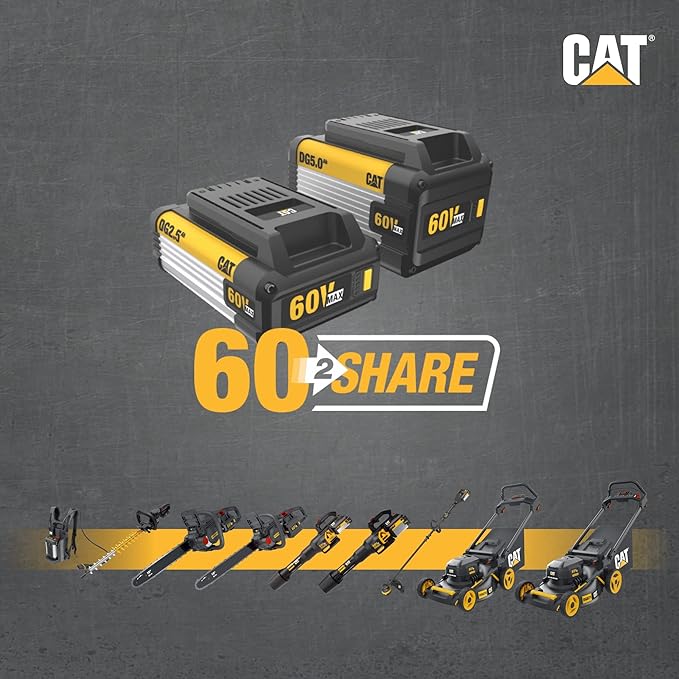 Cat DG630 60V Brushless 16” Chainsaw, Battery Chainsaw with Tool-Free Chain Tensioning, Electric Chainsaw Cordless with Chain Brake for Safety – Battery & Charger Included