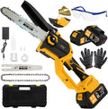 Cordless Mini Chainsaw,8 & 6 Inch Hand Chainsaw with 2×4.0Ah Battery,Tool-Free Installation Brushless Chain Saw with Automatic Oiling Device,Small Motosierra for Wood Cutting Tree & Pruning