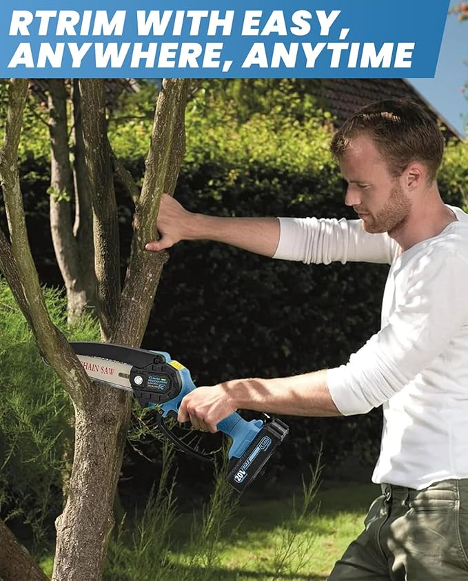 Saker Mini Chainsaw|6 Inch Chainsaws[2025 Upgraded]|Mini Cordless Electric Chain Saw|Small Handheld Portable Chain Saws Battery Powered Saw for Tree Trimmer and Garden