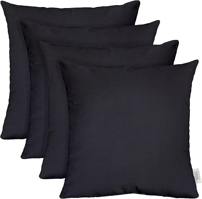 RSH DECOR: Sunbrella Play Square Throw Pillows Set of 4 | 17" x 17" | Water and Fade-Resistant Performance Fabric | Outdoor Pillow Covers with Down-Alternative Inserts | Play Navy