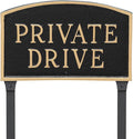 Montague Metal Products SP-12L-BG-LS Large Black and Gold Private Drive Arch Statement Plaque with 2 23-Inch Lawn Stakes