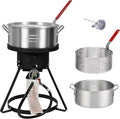 Red Mountain Valley 10.5-Quart Outdoor Propane Fish Fryer with Aluminum Filter Basket and Thermometer for frying fish, wings, 50,000 BTU Gas Propane Deep Fryer, 0-5 PSI Regulator, Full CSA Approved