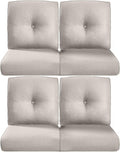 Pop 22x25/22x24 Outdoor Chair Cushions Set of 4 - Heavy Duty High Back Replacement Zippered Cushion for Patio Furniture Set Dining Rocking Chairs Loveseat L-Shape Sofa - Beige/Button