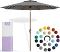Midtown Umbrellas Sunbrella Umbrella Outdoor Patio Umbrella 2-8 Feet in Black & White Acrylic Fabric - Auto-Tilt Aluminum Frame For Backyard Umbrella, Deck Umbrella & Porch Umbrella - Wooden Pole