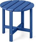 Tangkula Round Outdoor Side Table, 18 Inch Weather Resistant HDPE Adirondack Table, Outdoor Indoor Chairside End Tables, Patio Side Table for Lawn Garden Balcony Backyard, Easy Assembly (1, Navy)