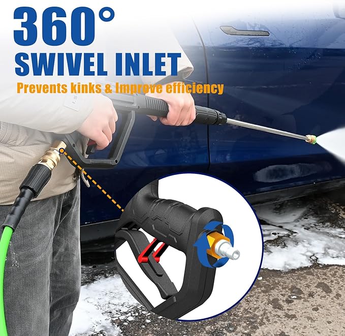 TOOLCY Gas Pressure Washer 3400 PSI & 2.8 GPM, High-Performance 212cc Engine, Foldable Handle, Reinforced Pump, 35FT Extended Power Hose, Kink-Less Swivel Gun with & 5 Nozzles, for Driveways/Patios
