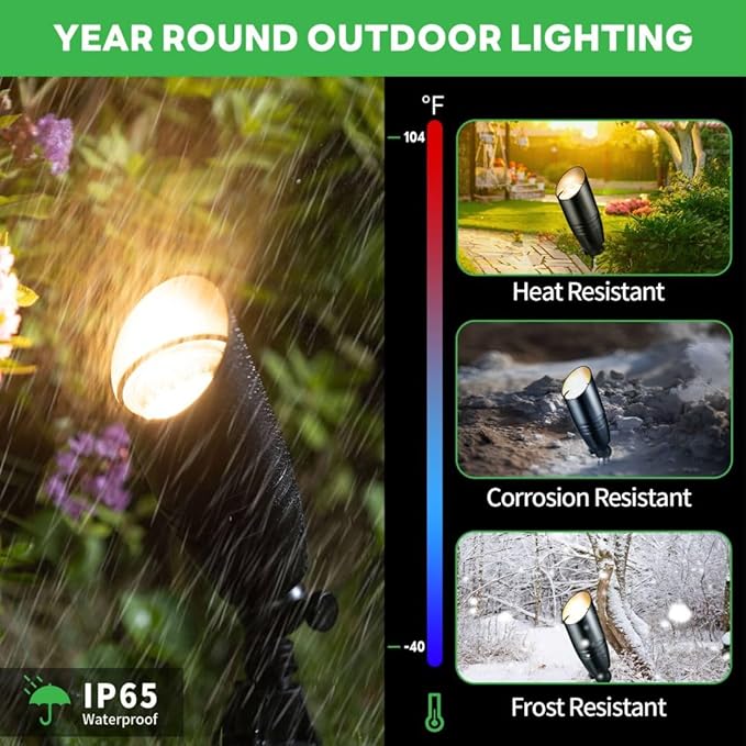 Low Voltage Landscape Spotlights, Black Outdoor LED 12V LED Lights, Waterproof Aluminum Uplighting for Tree House Garden with 5W MR16 Bulb 2700K