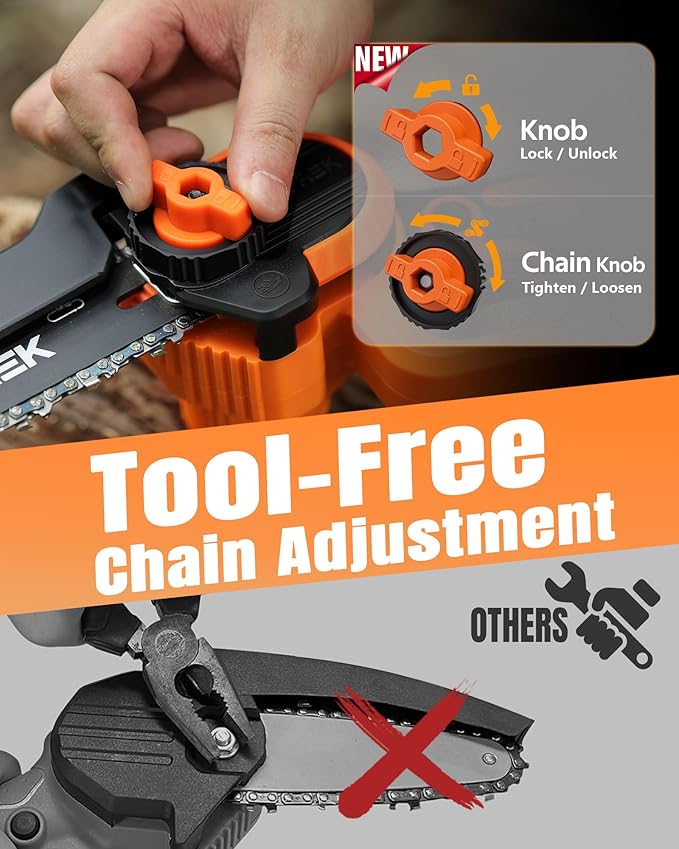 8-INCH Mini Chainsaw Cordless, [3.0AH] Battery Powered Electric Chain Saw, Handheld Small Hand Saw for Wood Cutting Tree Trimming Branch Cutter [Auto Oiler] [Tool-Free Tensioner] [Brushless]