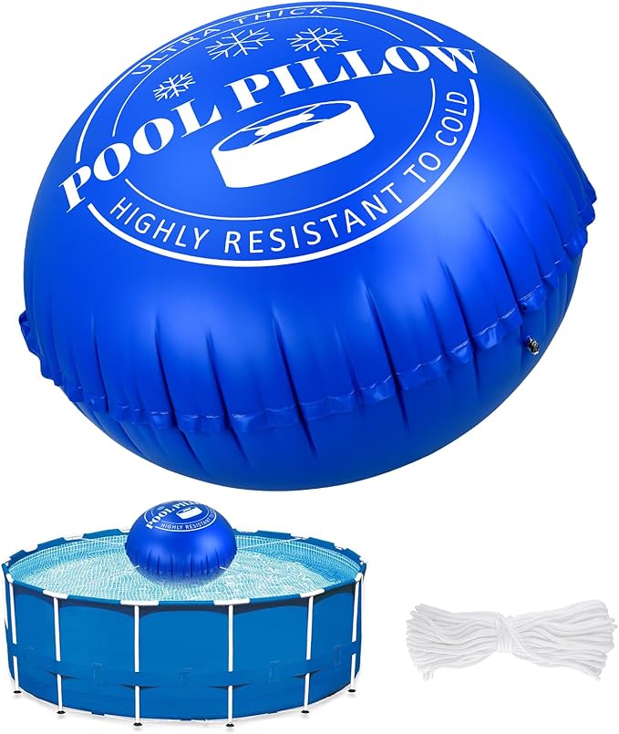 5 FT Pool Pillows for Above Ground Pools with 59 Ft Rope, 0.5mm PVC Cold-Resistant for Closing Winter, Winterize Pool Closing Kit Winter Pool Cover Pillow No Leak