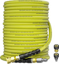 Pressure Washer Hose 100FT 3/8" for Cold and Hot Water 212°F, with Swivel Quick Connect, 4500PSI Kink Resistant Grade Steel Wire Braided, Power Washer Hose With 2pcs M22-14mm Adapter