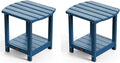 Ciokea Adirondack Outdoor Side Table 2 Pack, 2-Tier Sturdy Patio End Table Weather Resistant for Patio, Pool, Porch, Navy Blue