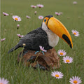Elenon Toucan on Stump Garden Statue Decorative, Adorable Flower Bed 11 inch High Lifelike Bird Animal Outdoor Decor, Funny Yard Patio Art Sculptures Table Ornament, Yellow Mouth